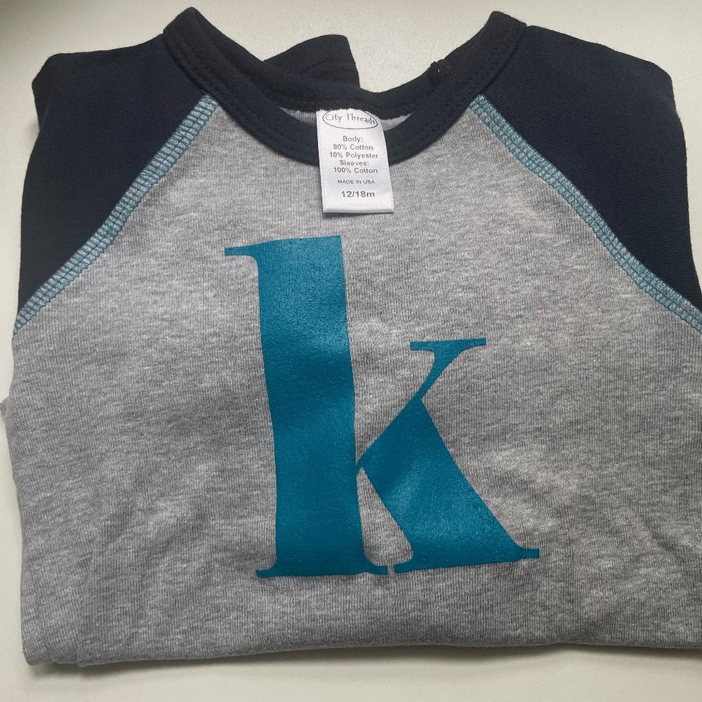 NWOT "K" shirt for baby 12-18 months